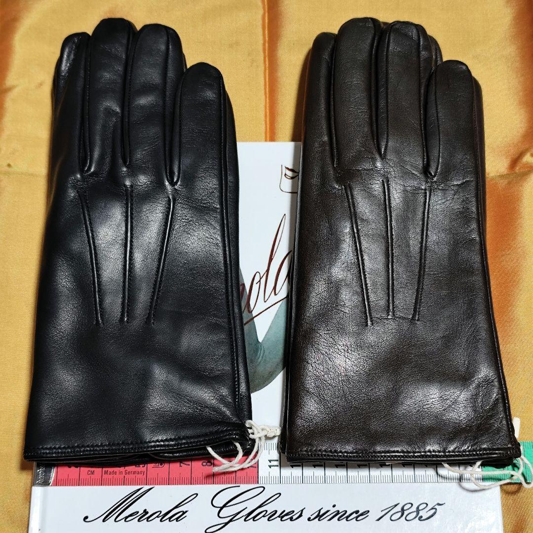 値下げ 最終 メローラ ナッパ焦茶 カシミア赤 グローブ 革手袋 MEROLA