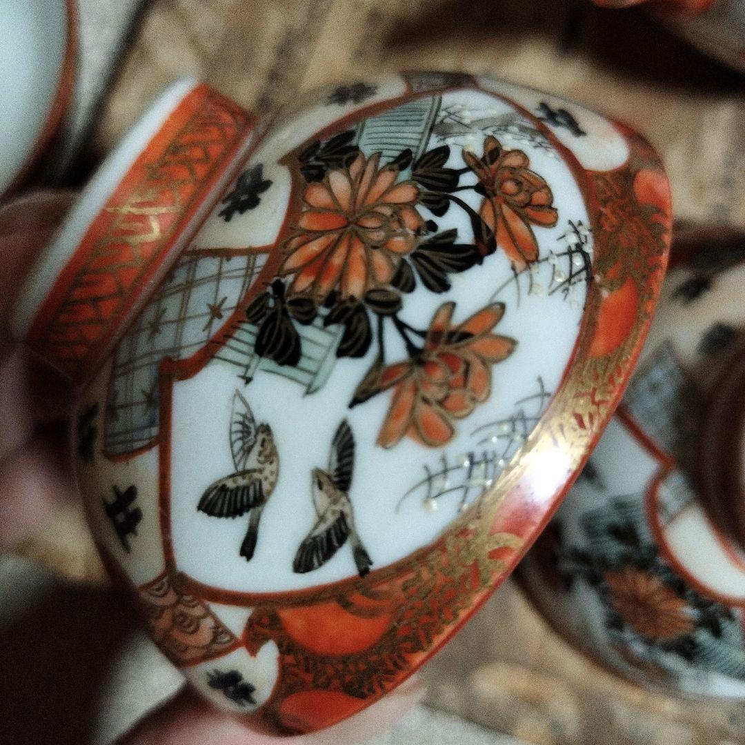 骨董品　古久谷　久谷焼　急須　湯呑み　赤絵