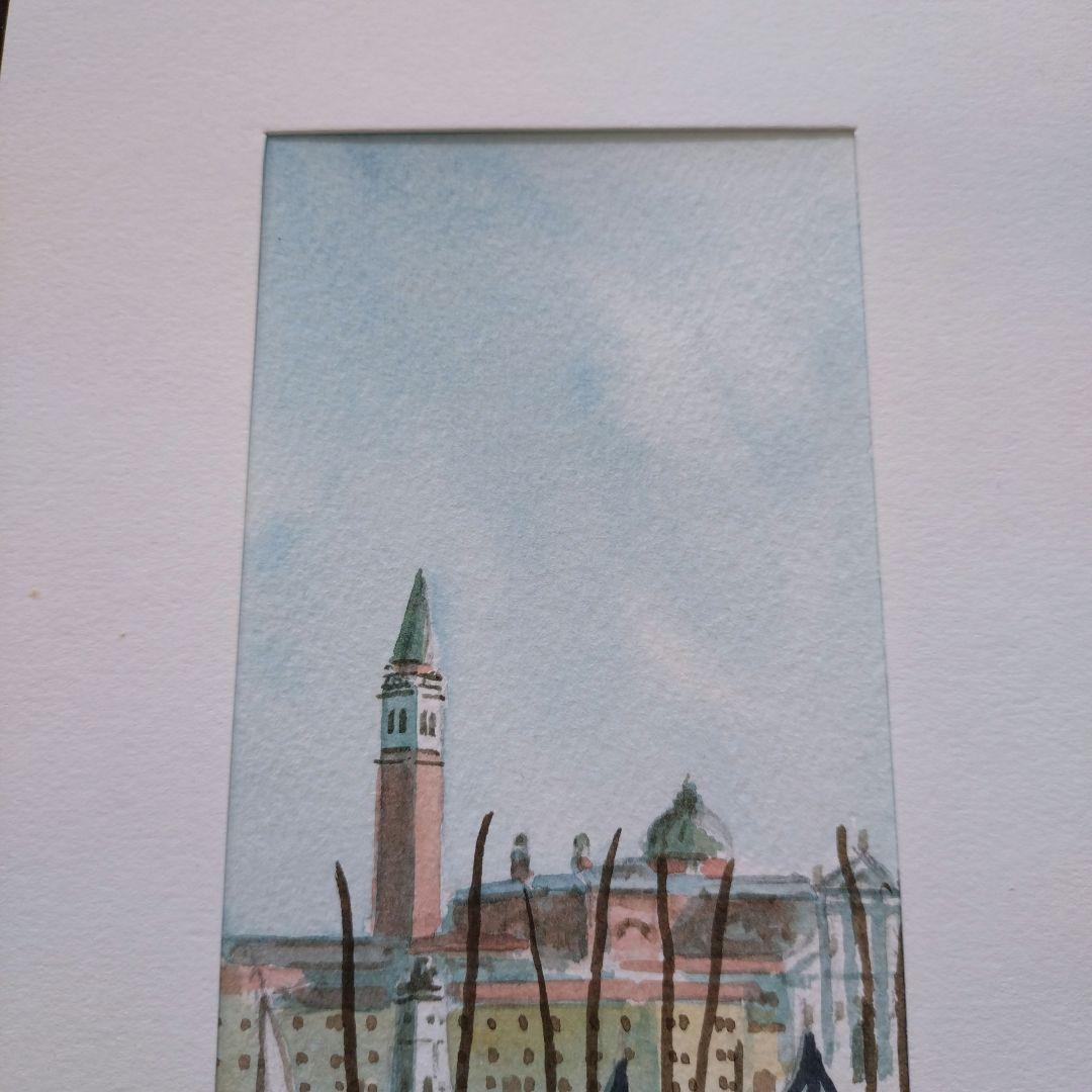 水彩画 ヴェネツィア ゴンドラの風景　一点物