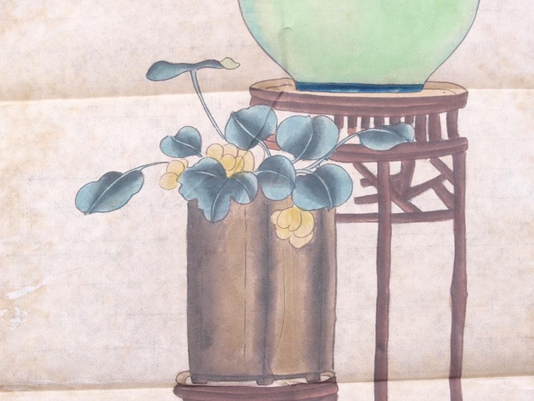 金陵博物院蔵出品　中国　清時代　肉筆水彩絵　唐物骨董品 AK1874A12-3