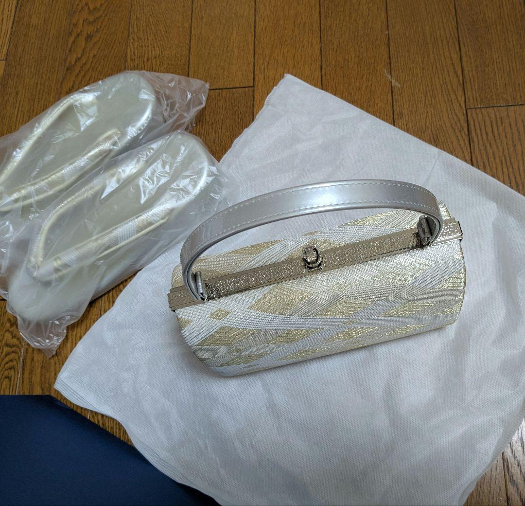 【専用】シルバー帯地 和装用バッグと草履のセット フリーサイズ フォーマル