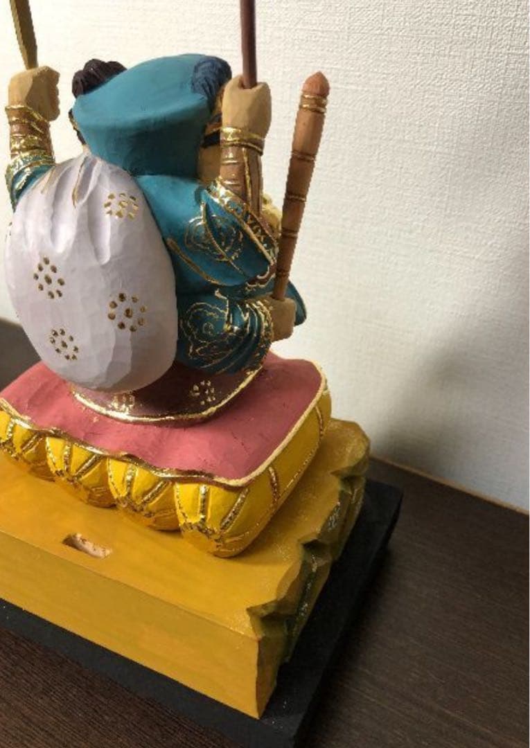 三面大黒天　仏像木彫り 桧木　新品 22cm