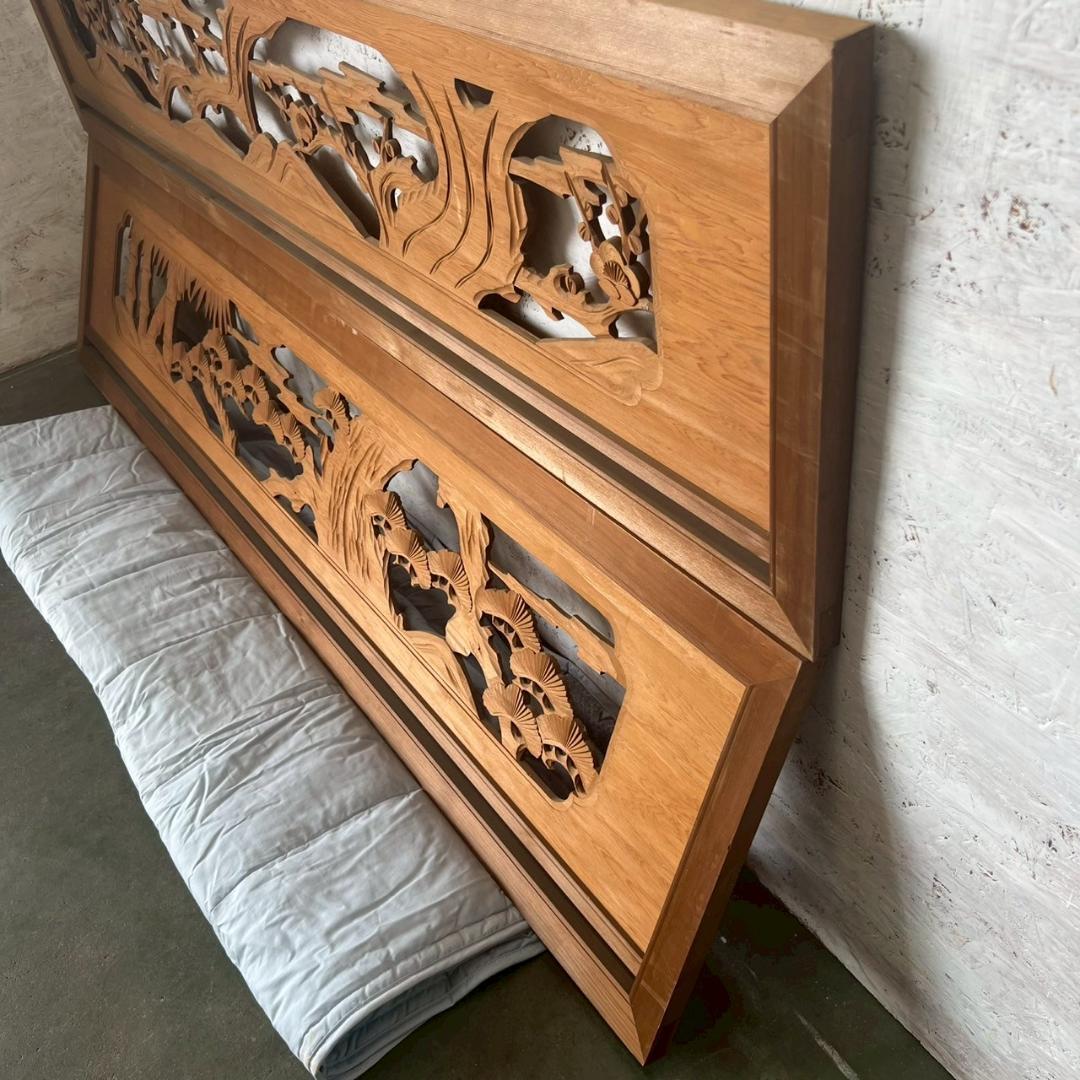 欄間 らんま 2枚 セット 2枚組 木彫り アンティーク 建具 和室 A0507