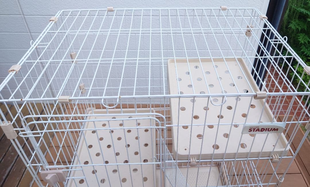 キャットケージ 2段式 ☆にゃん箱1号　STADIUM アイボリー(おまけ付き)