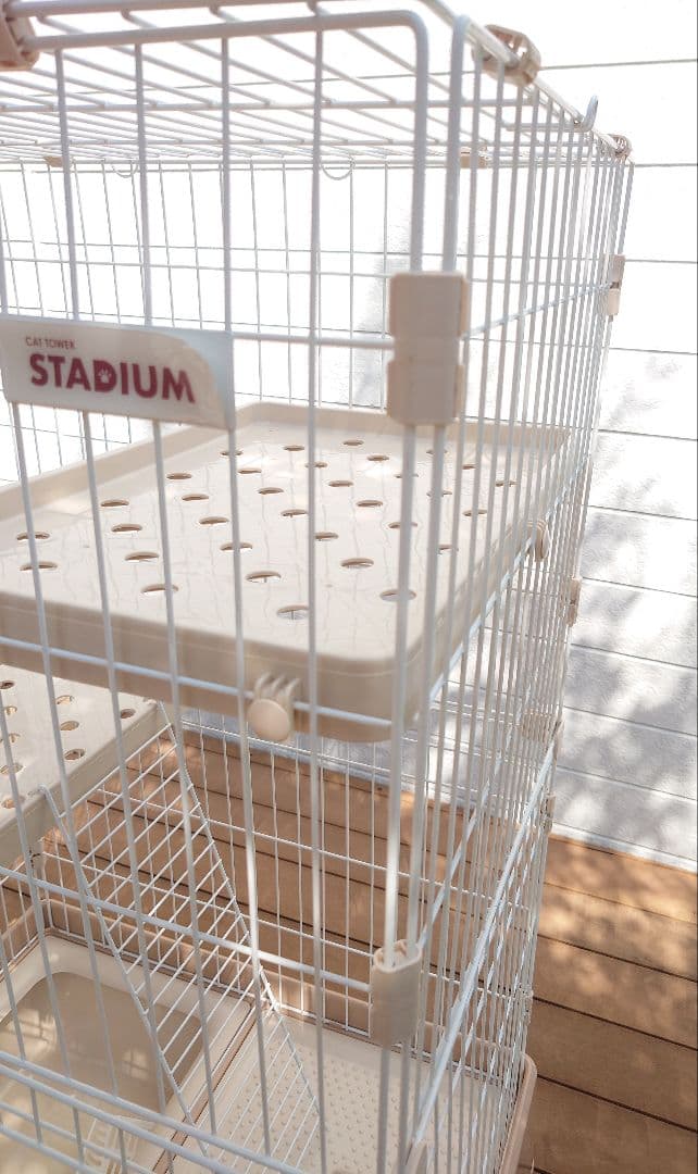 キャットケージ 2段式 ☆にゃん箱1号　STADIUM アイボリー(おまけ付き)