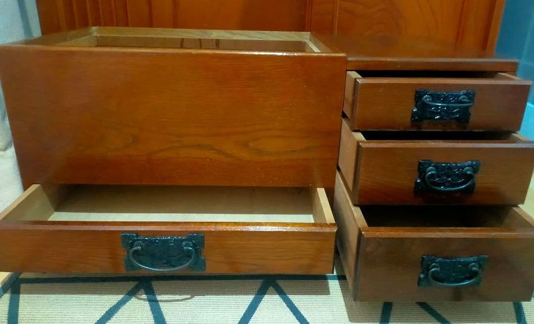 長火鉢風アンティーク和風木製家具 4引き出し