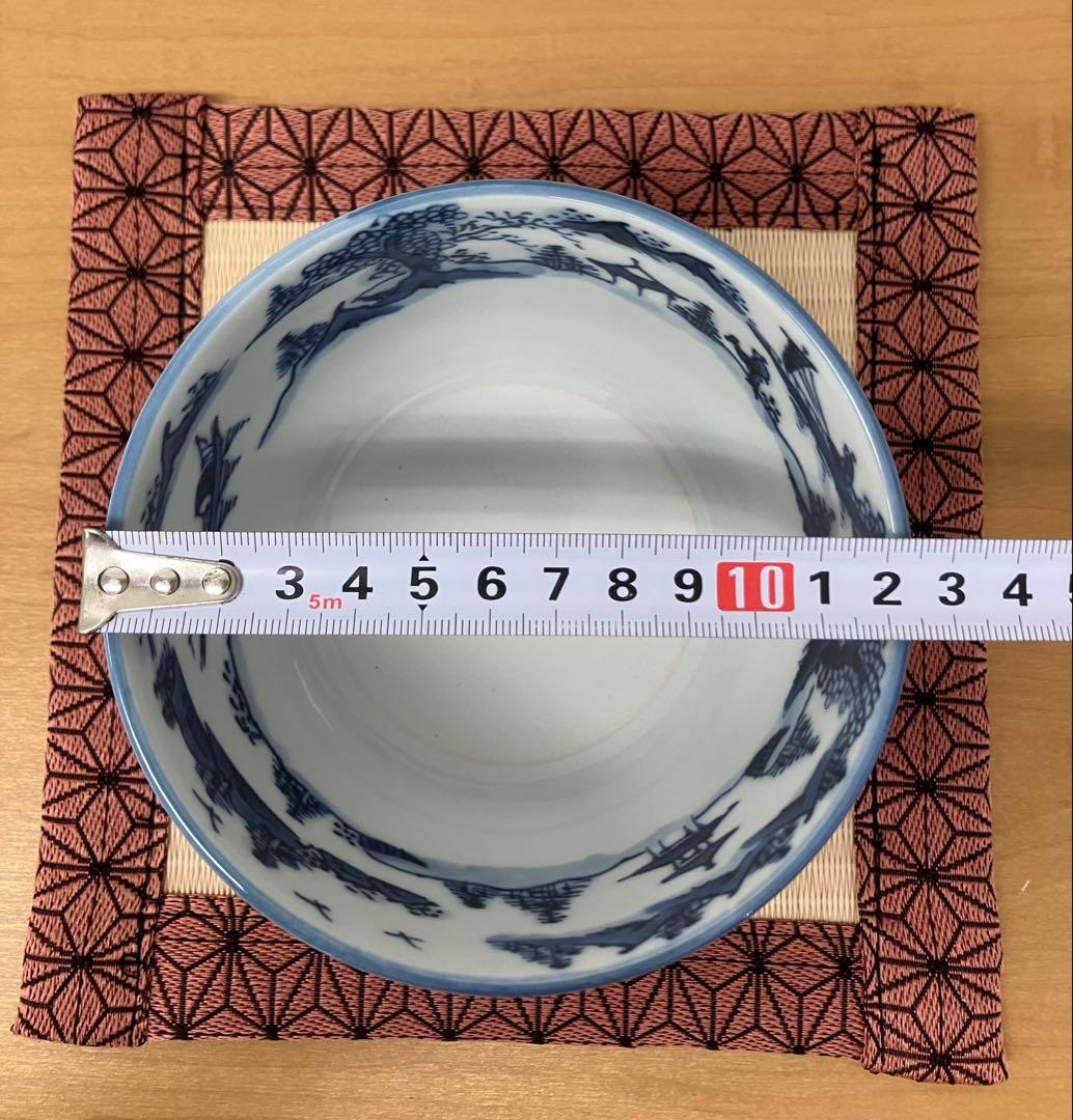 【祥瑞意茶碗】叶松谷作 五良大甫呉祥瑞造 中国 景徳鎮 染付磁器 共箱 未使用