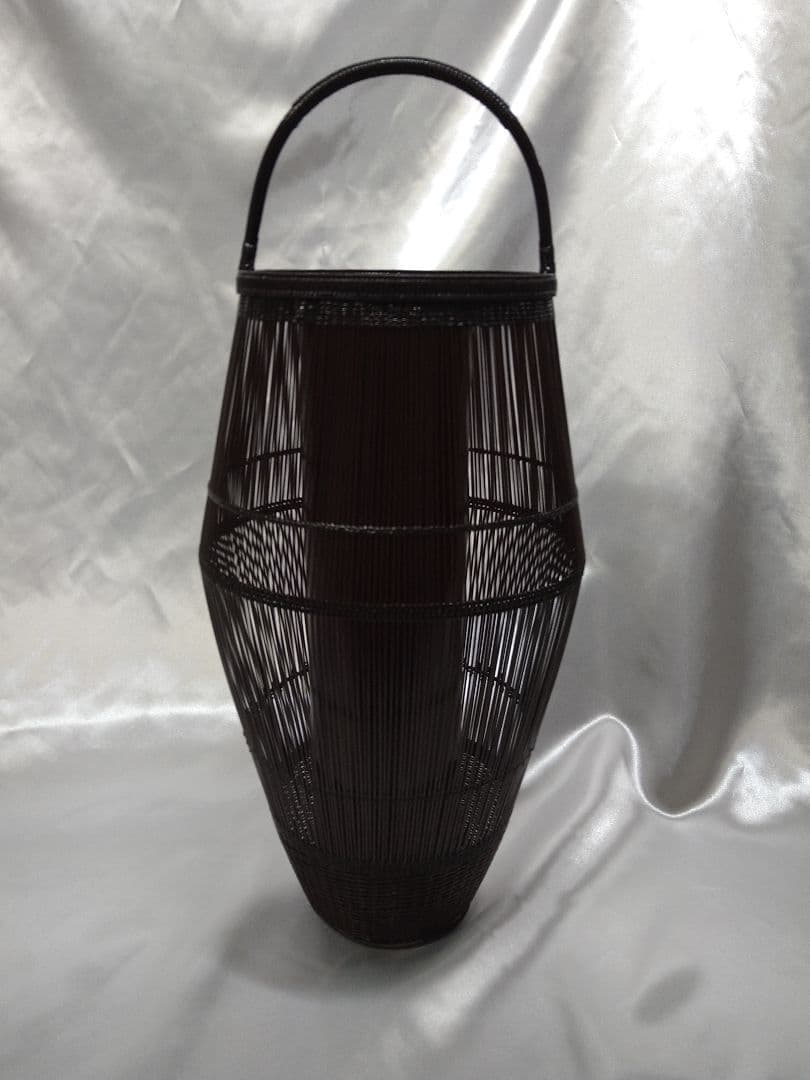 【稀少品】二代田辺竹雲斎 千集編瓜形 花籠 竹工芸品 美品 新品 芸術品