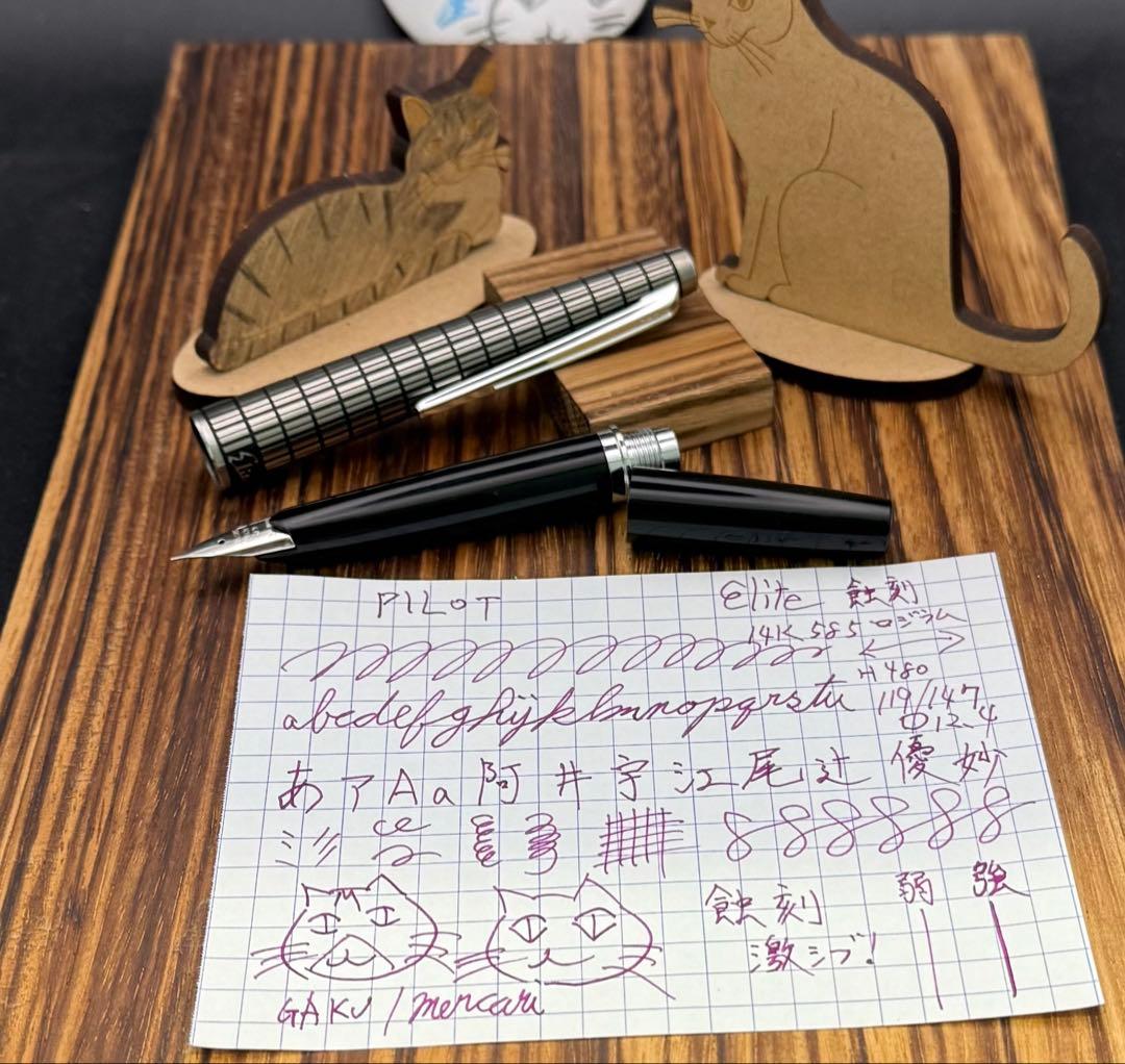 Pilot 万年筆 エリート 蝕刻 ショート 14K F 1980