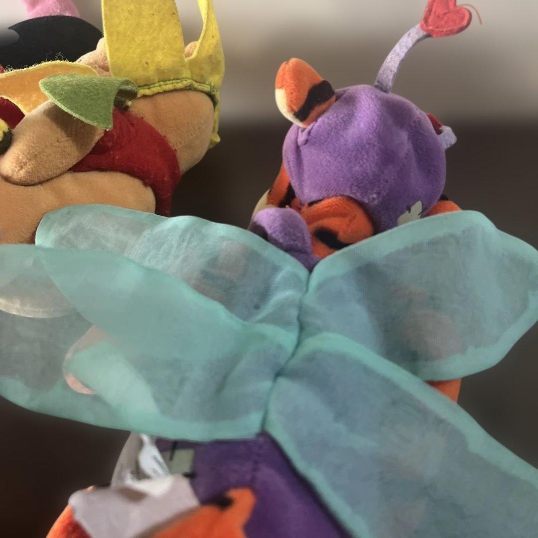 【希少】ディズニー プーさん ぬいぐるみ 3体セット てんとう虫 ひまわり 蝶々