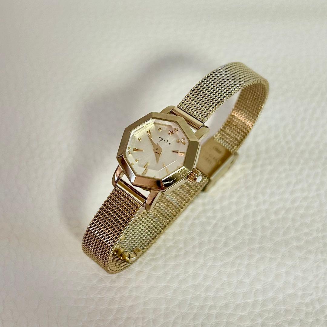 美品⭐︎ agete ドレスウォッチ　ゴールドメッシュベルト