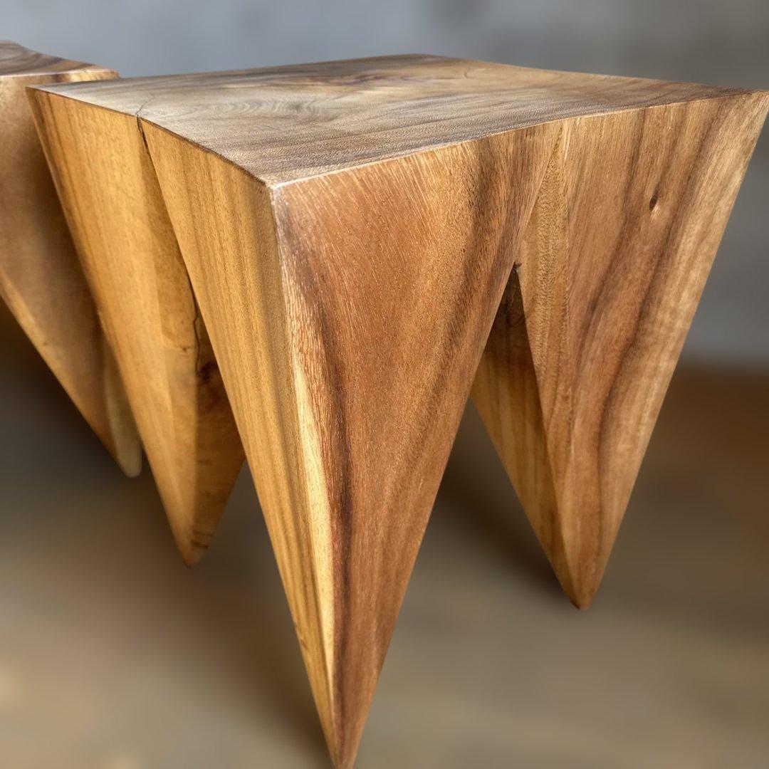 KIBIROI クリスタルサイドテーブル 無垢材 スツール オブジェ　1脚