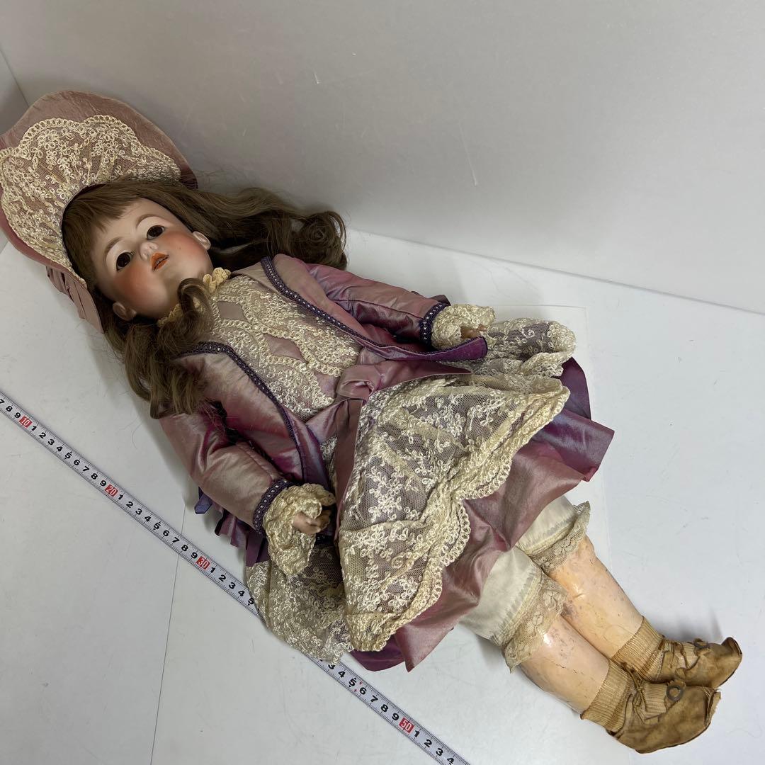 アーモンド・マルセル　アンティークビスクドールブラウンアイオープンマウス銘A&M