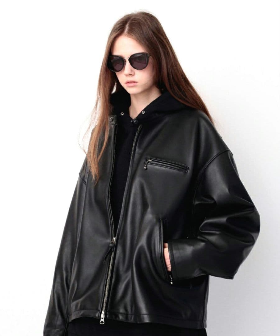 モンキータイムオーバーサイズレザーライダースジャケット本革メゾンスペシャル好きに