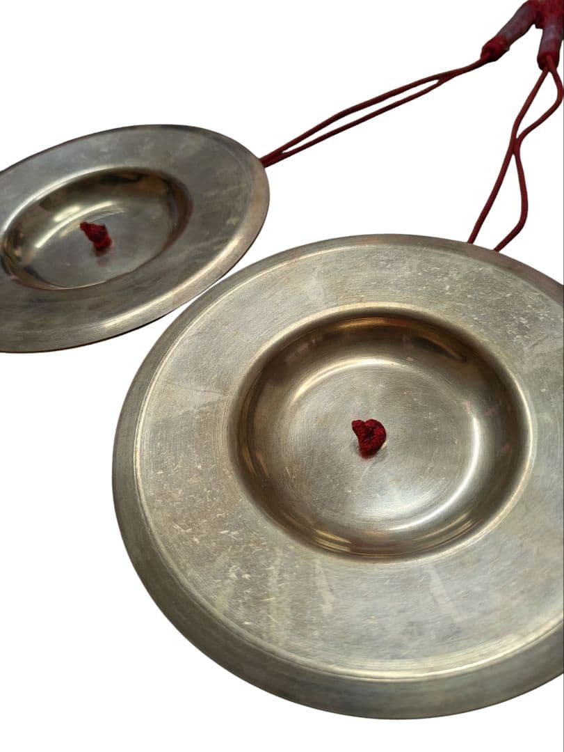 【日本製・真鍮製】手拍子(ちゃっぱ) 4寸5分 直径13,5cm 重目 房付