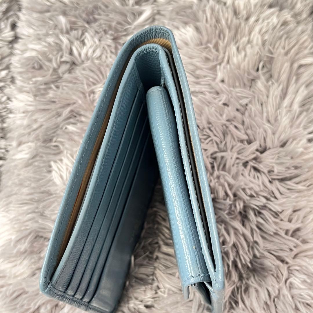 CHANEL 折り財布　ココマーク　ココボタン　水色　レディース