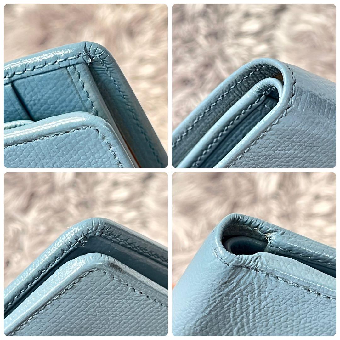 CHANEL 折り財布　ココマーク　ココボタン　水色　レディース