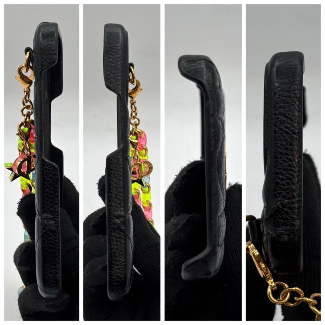 極美品 箱袋付き ディオール カナージュ iPhone13Pro ケース 黒 革