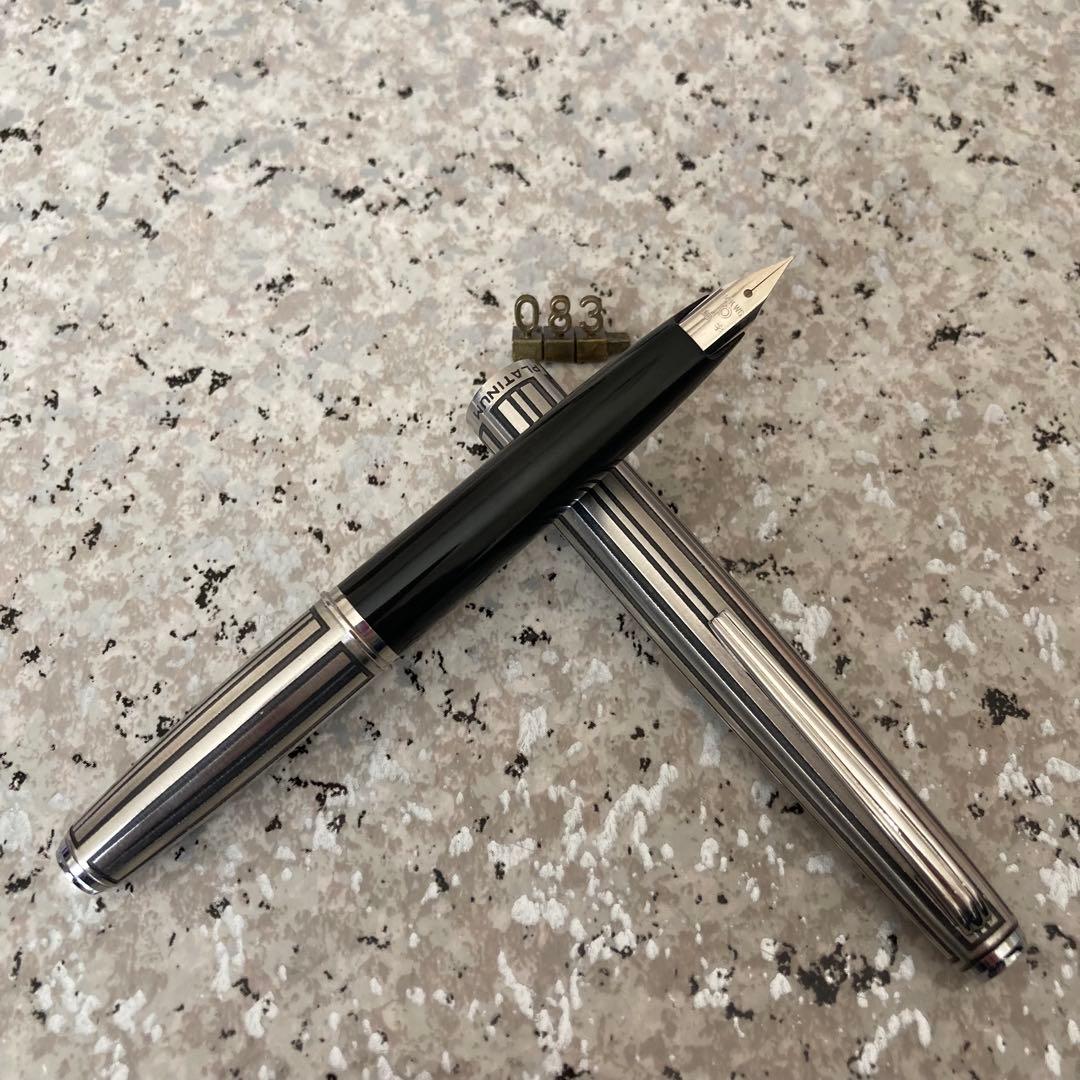 #083 オーバーホール済み 万年筆 プラチナ PLATINUM 蝕刻 14k