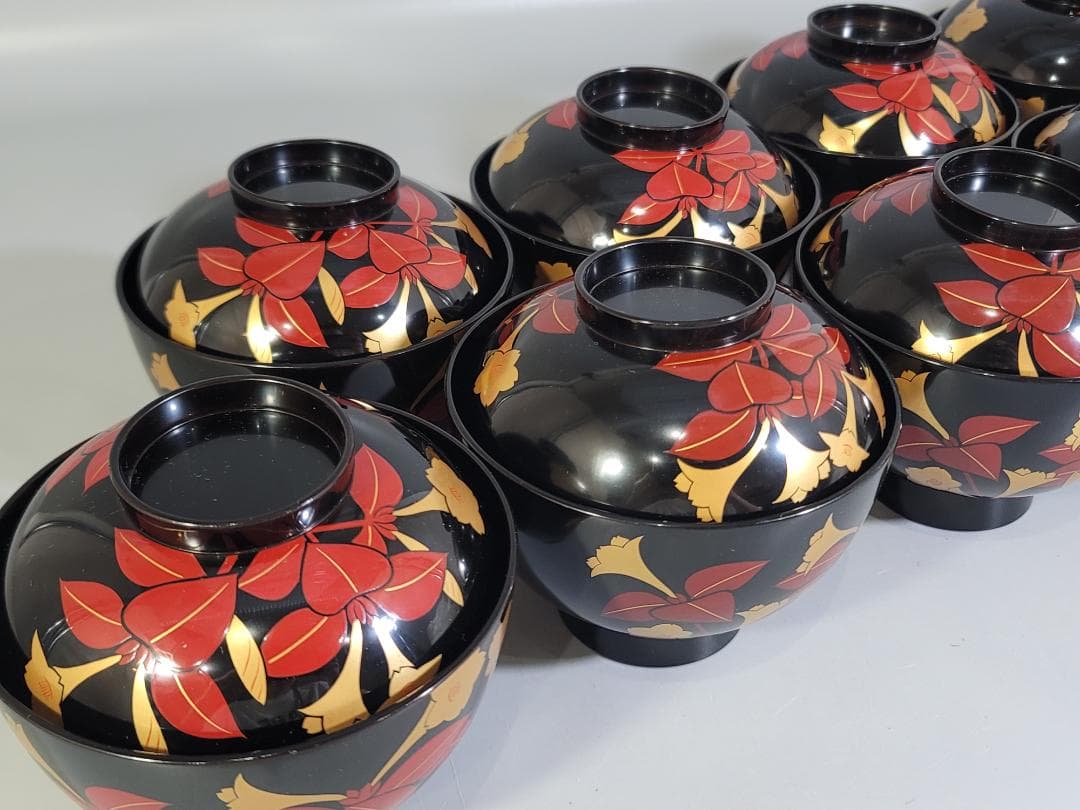 DT582 蒔絵漆器 吸物椀 十客 共箱 平安堂造