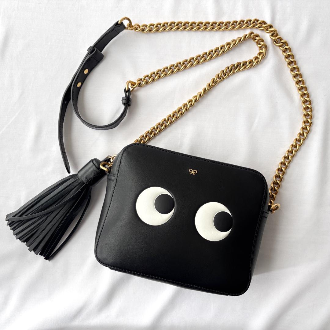 極美品 アニヤハインドマーチ レザー ショルダーバッグ チェーン ブラック