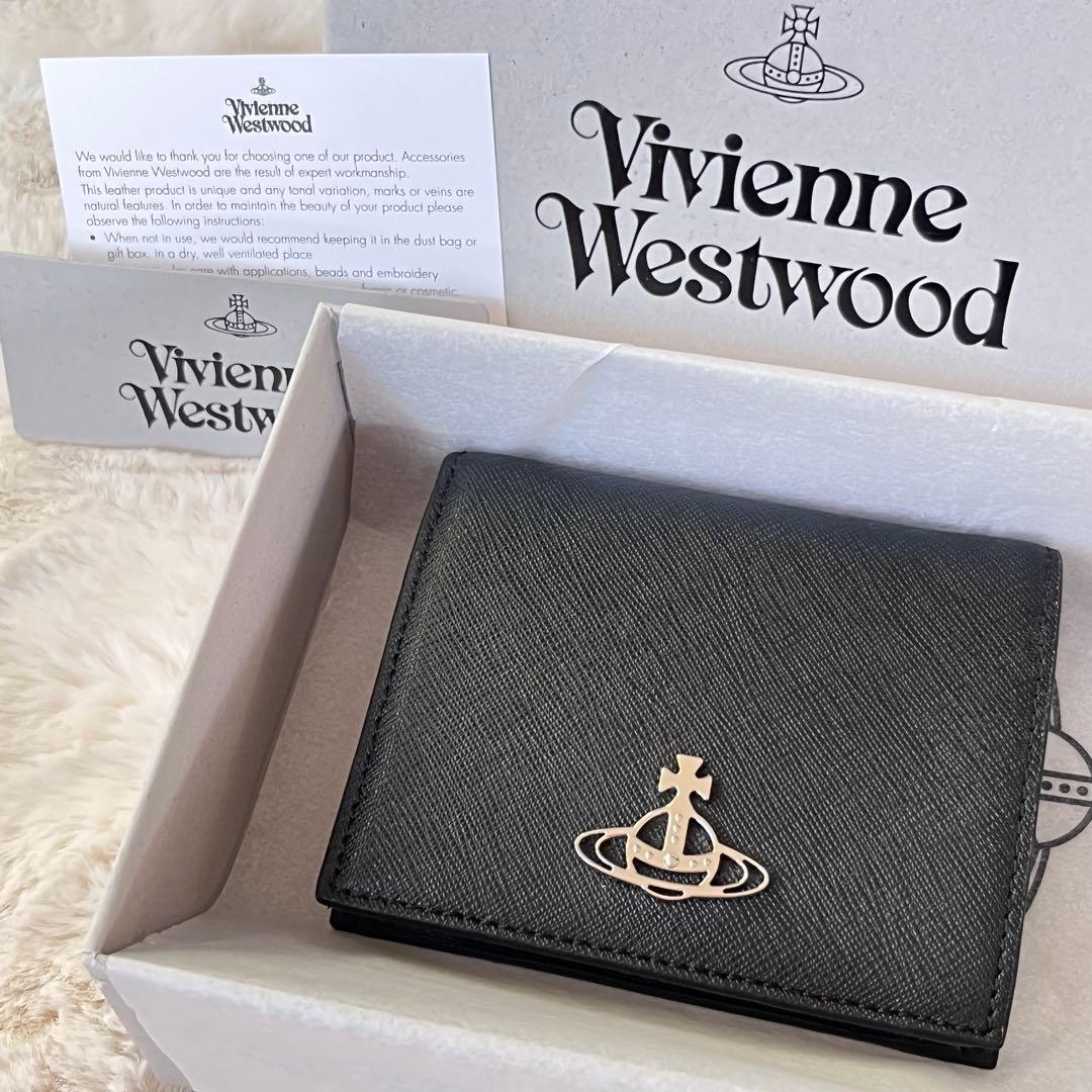 2.8万Vivienne Westwood◇サフィアーノ ブラック 二つ折り財布