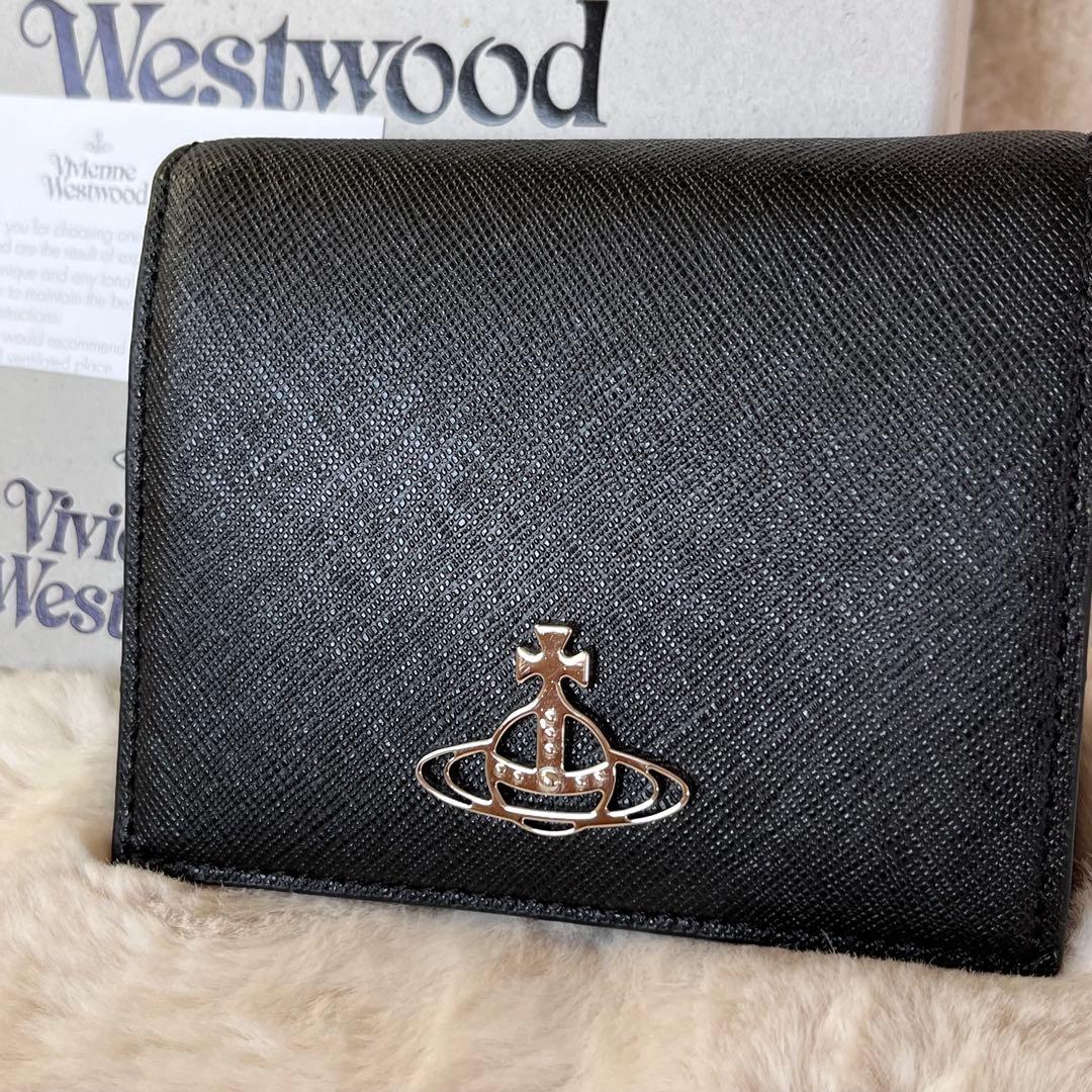 2.8万Vivienne Westwood◇サフィアーノ ブラック 二つ折り財布
