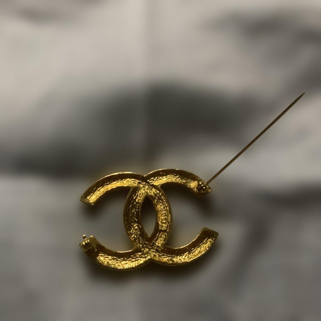 【未使用保管品】CHANEL ゴールド CCロゴ ブローチ　ラインストーン