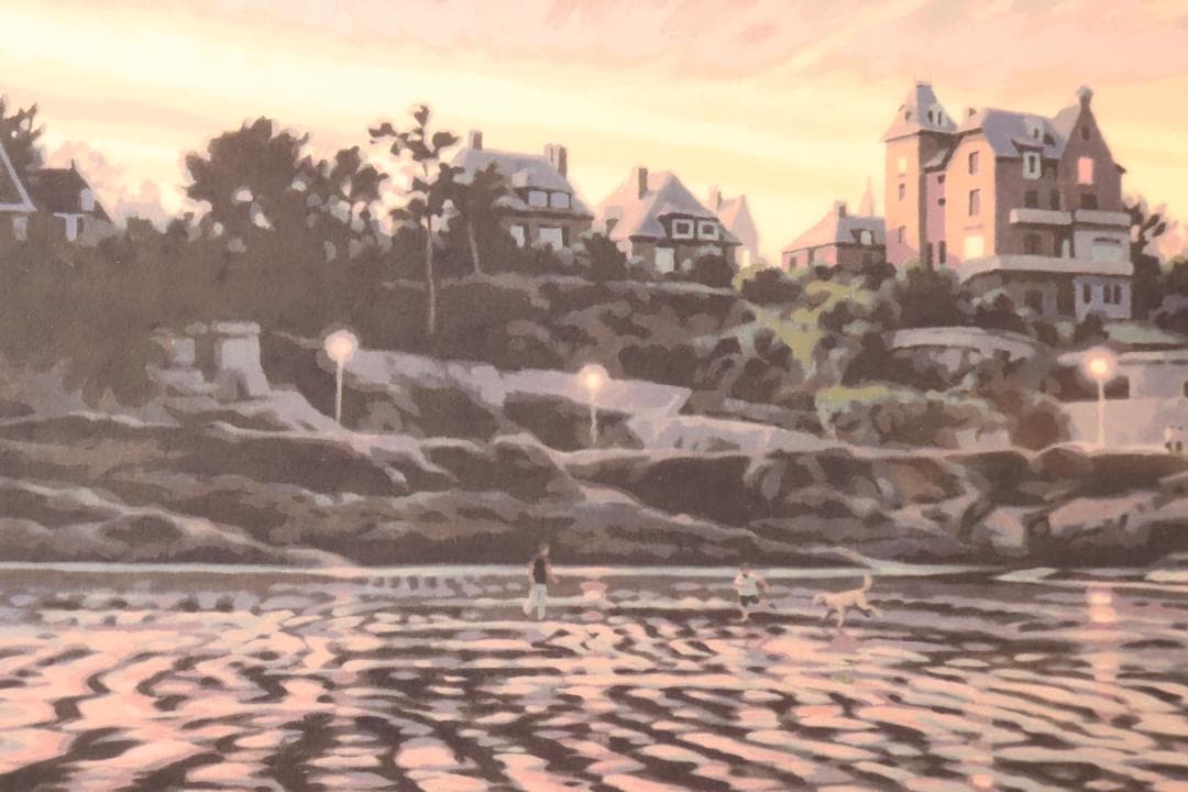 真作保証 笹倉鉄平 「エクリューズ浜」シルクスクリーン 直筆サイン 光の情景画家