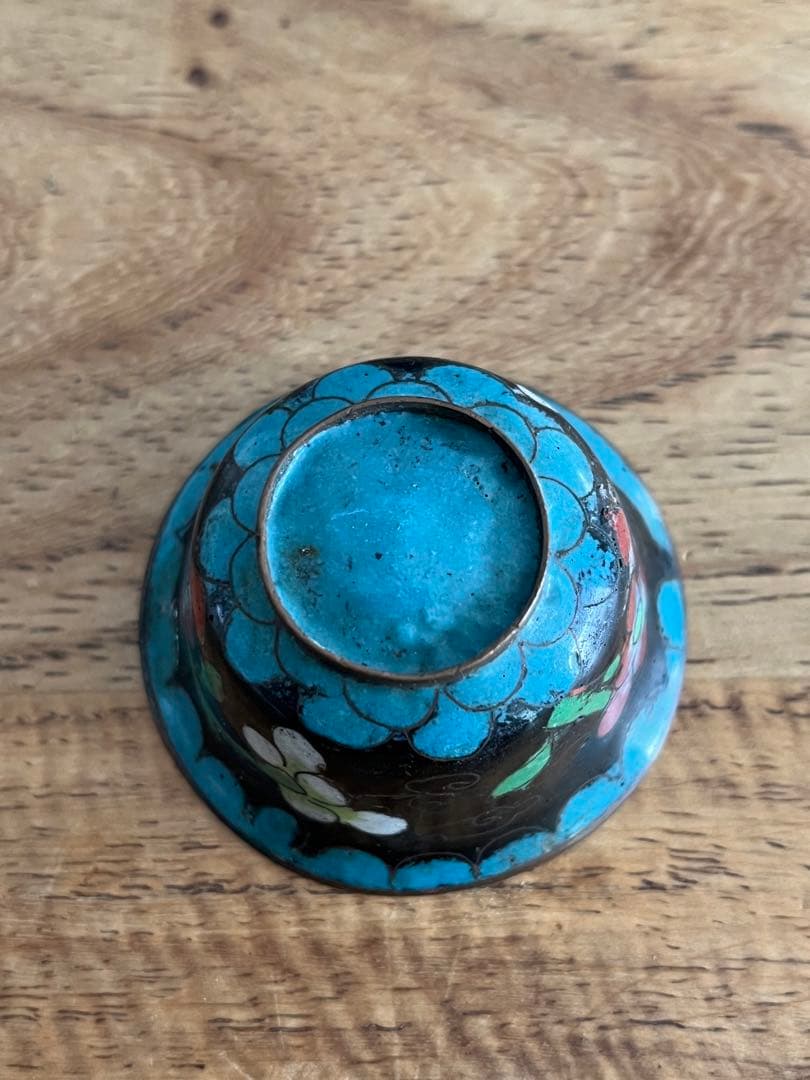 清朝末期 中華民国時代 中国七宝 七宝焼　ガラス工芸 お猪口 中国古美術