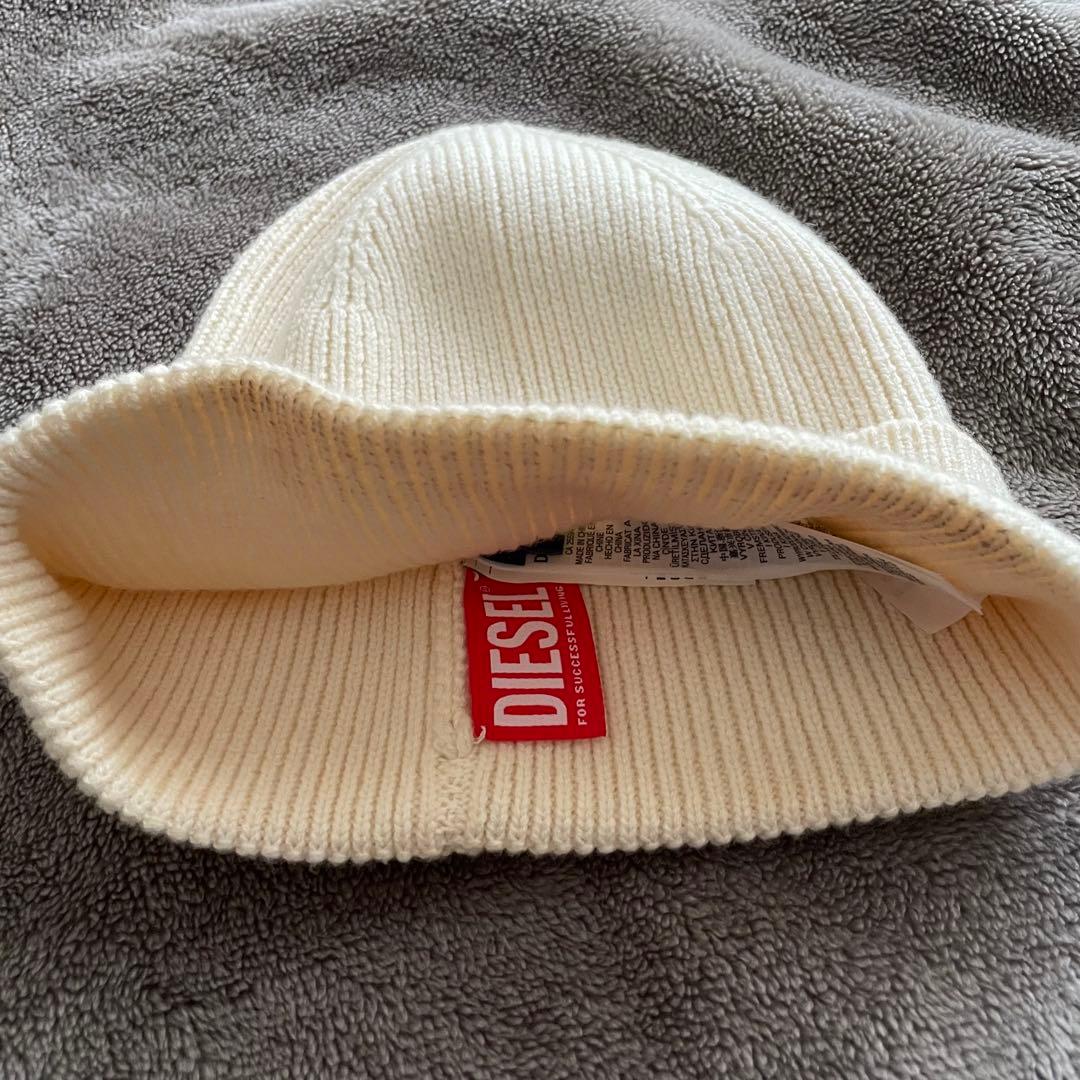 DIESEL diesel ニット帽 ビーニー アイボリー 白