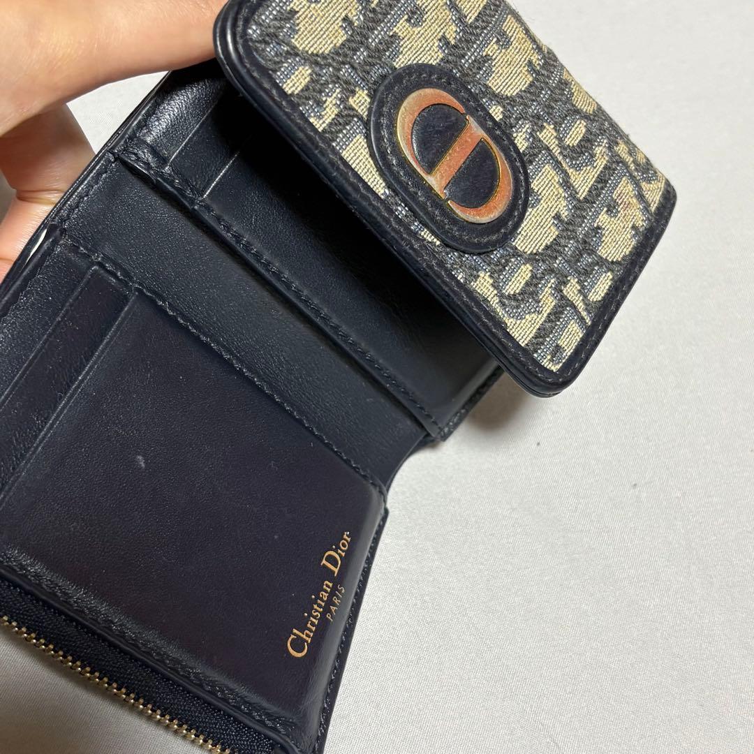 三つ折り財布 ベージュとグレーのツイード