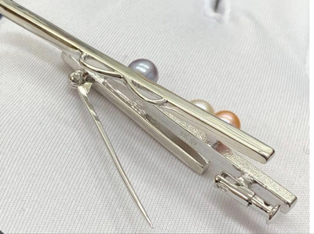 SVシルバー　タサキ　パール　ブローチ