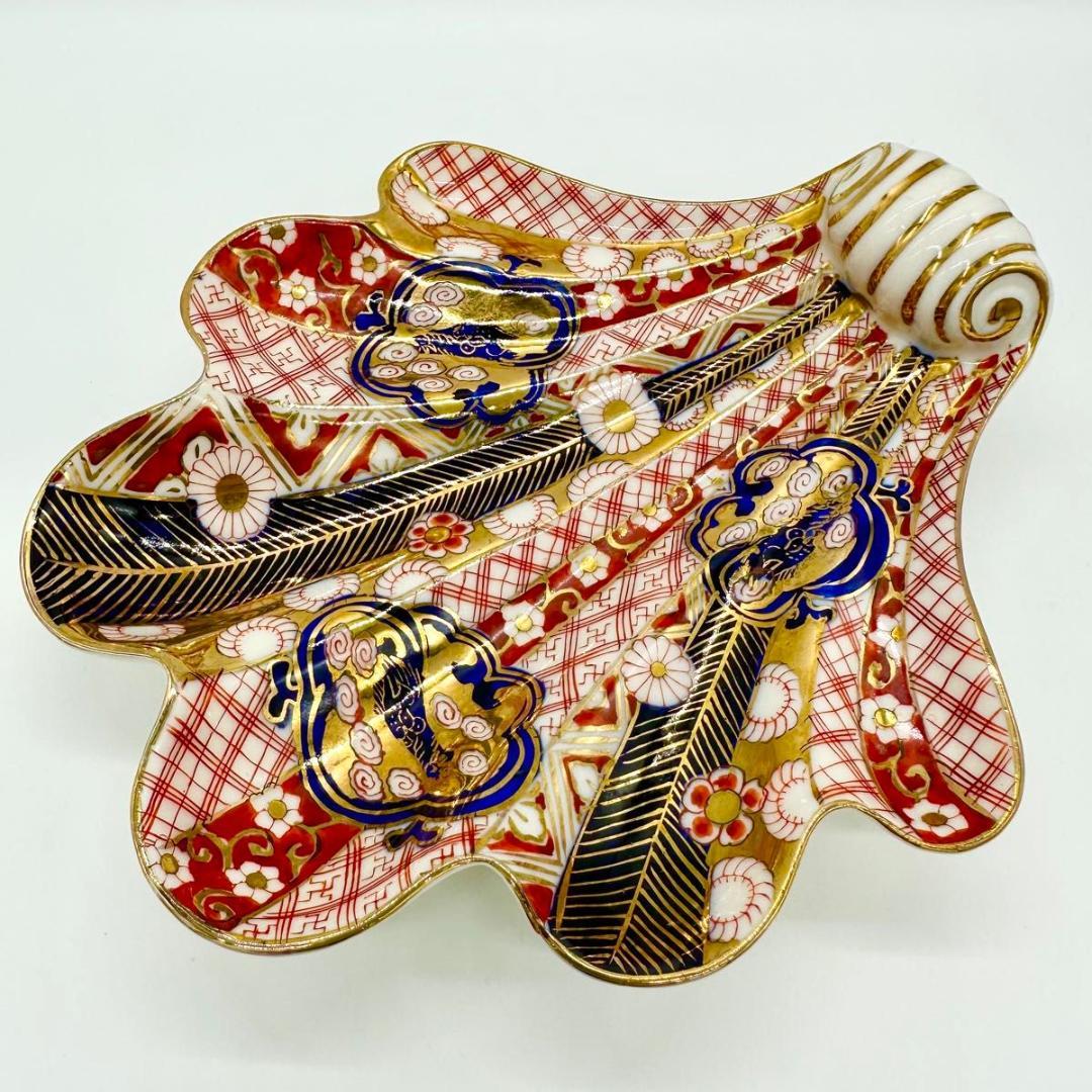 【希少】戦後・占領期 手描きシェル皿｜金彩×和柄｜ヴィンテージ 昭和レトロ