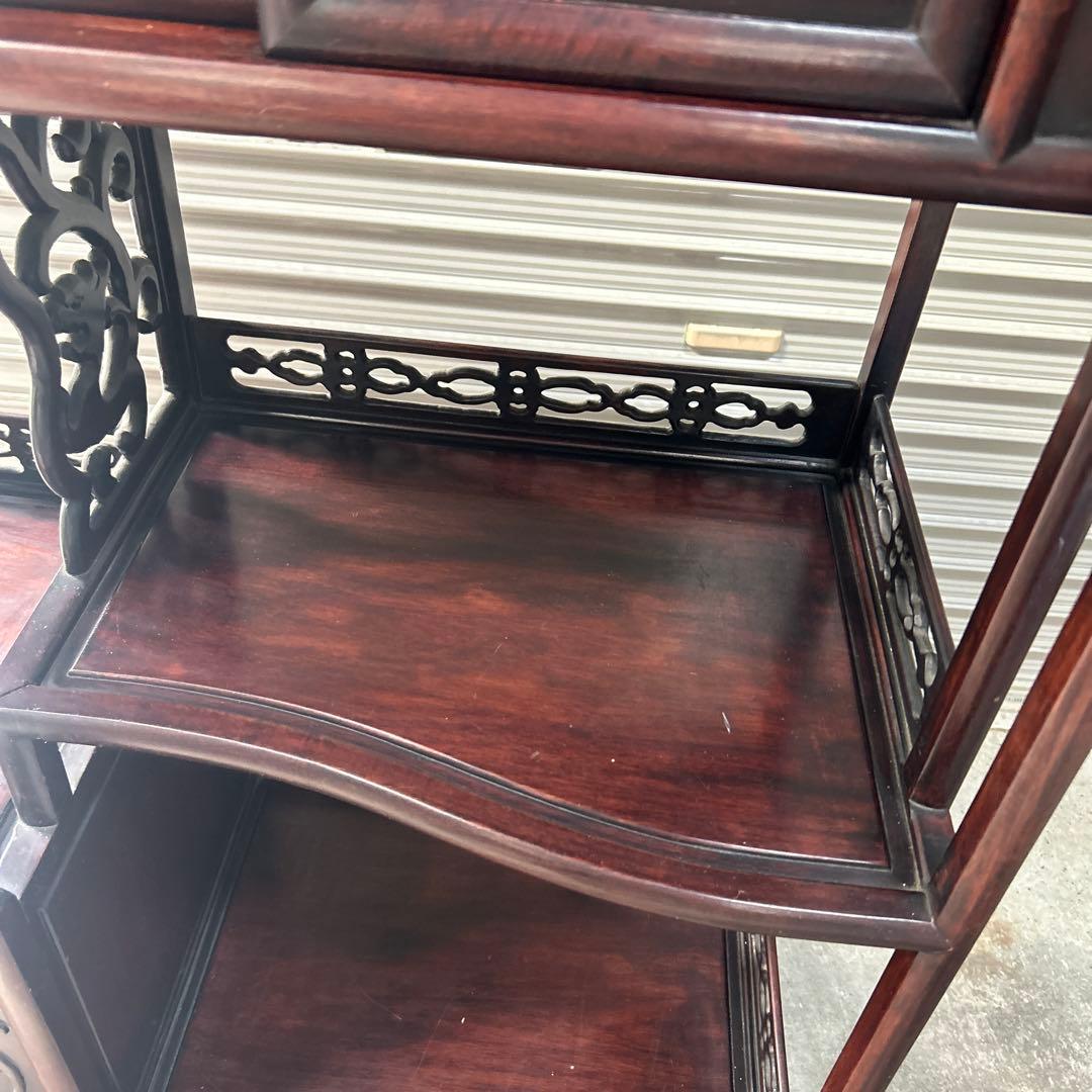 アンティーク　木製彫刻付き　飾り棚