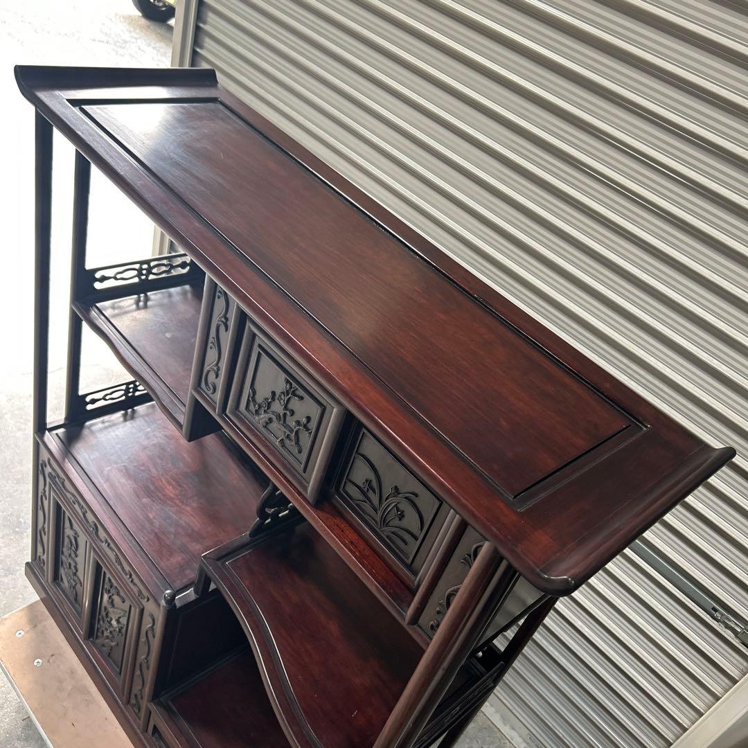 アンティーク　木製彫刻付き　飾り棚