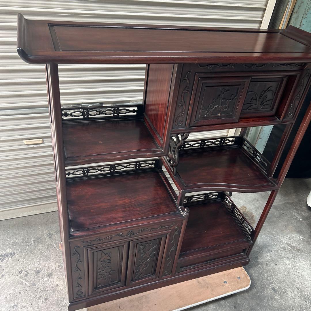 アンティーク　木製彫刻付き　飾り棚