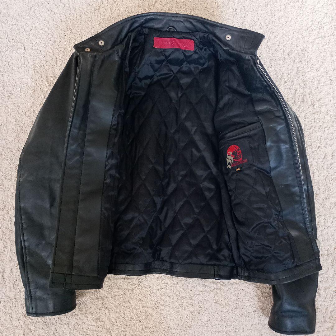 本革 シングルライダース 黒 SQUADRON メンズ M〜L相当