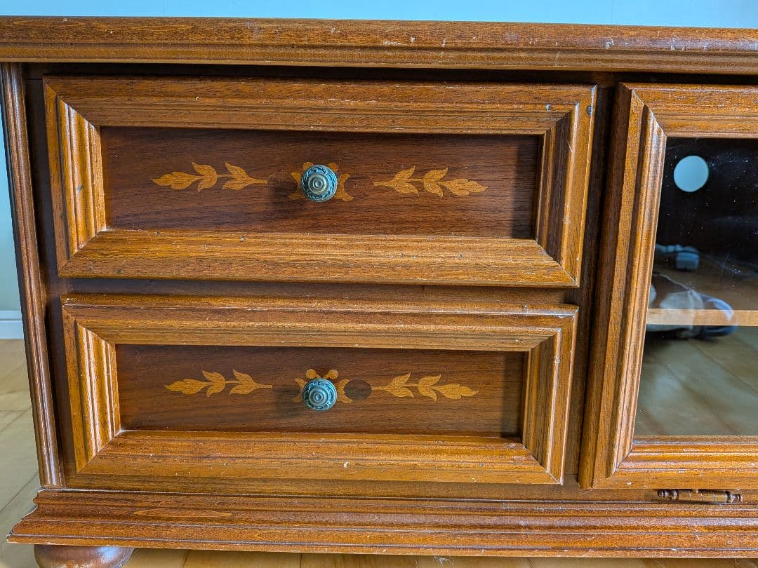 イタリア製 インポート 木製テレビ台 引き出し✕４付き