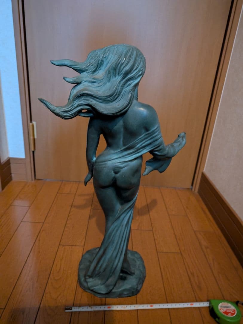 青緑色のブロンズ製女性像マーメイド人魚 約70cm