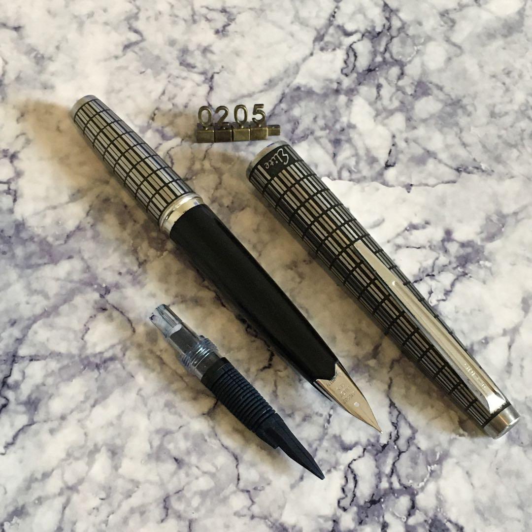 #0205 オーバーホール済み 万年筆 PILOT Elite 全格子 14k