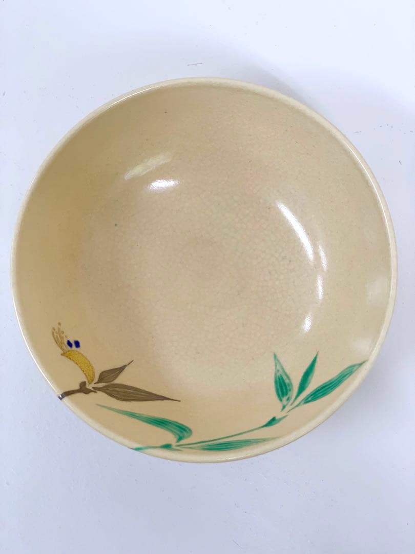 田中寿宝作　仁清写  露草茶碗　平茶碗  抹茶茶碗  茶道具