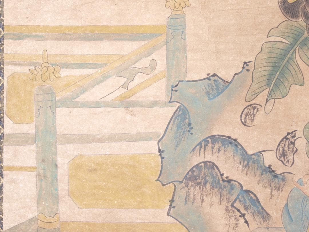 【骨董掛け軸】遊春図 中国张萱　 唐時代 肉筆保證 掛け軸AK688A12-2