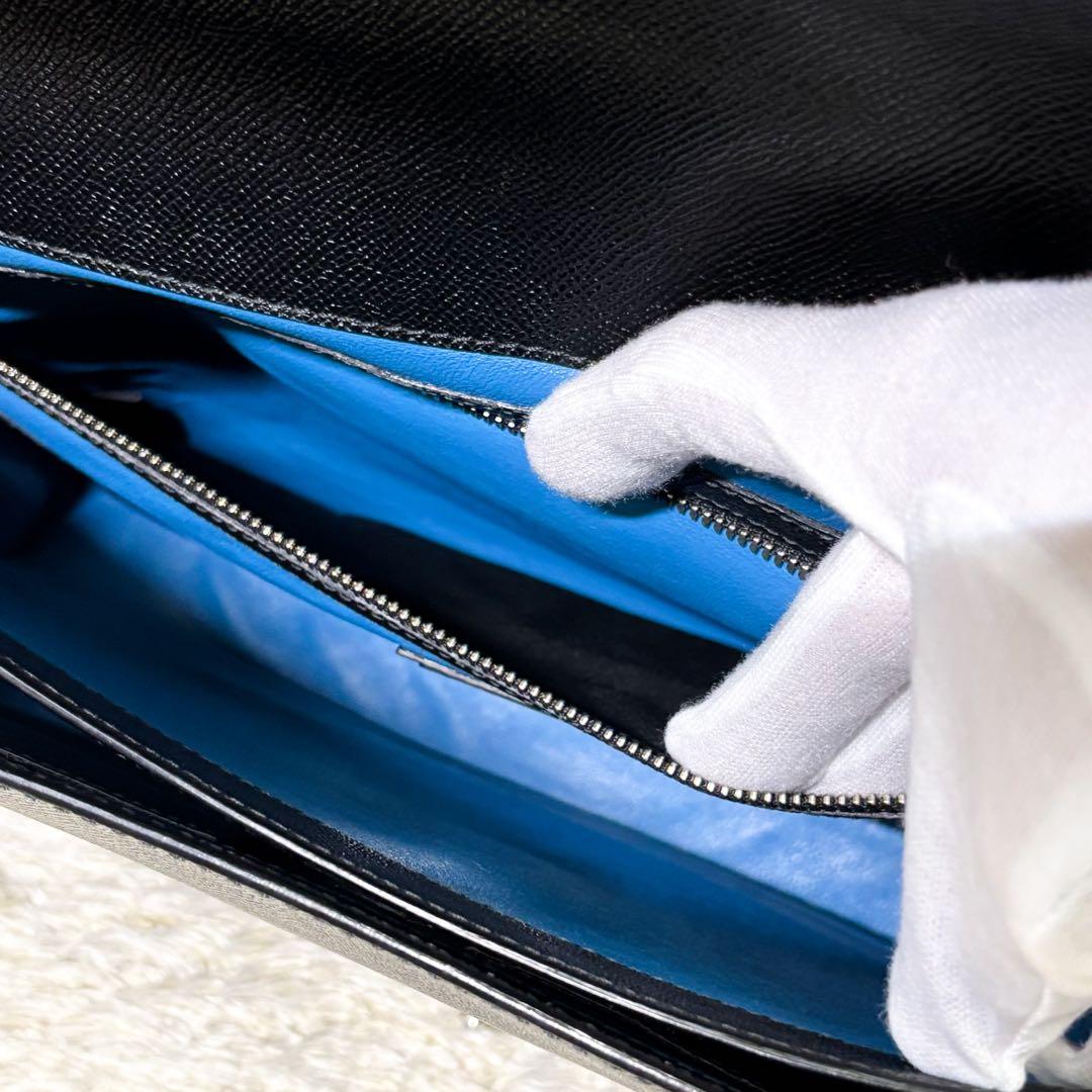 【未使用級】ブルガリ ビジネスバッグ グレインカーフ 2室 ブラック メンズ