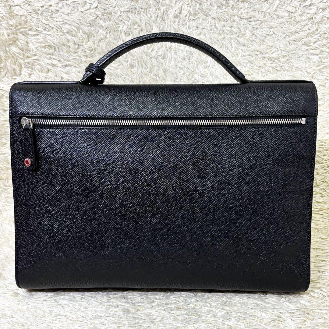 【未使用級】ブルガリ ビジネスバッグ グレインカーフ 2室 ブラック メンズ