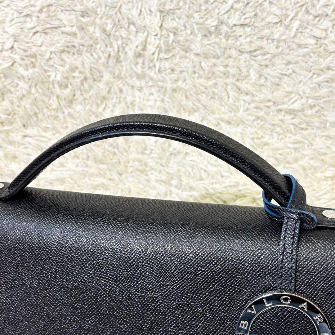 【未使用級】ブルガリ ビジネスバッグ グレインカーフ 2室 ブラック メンズ