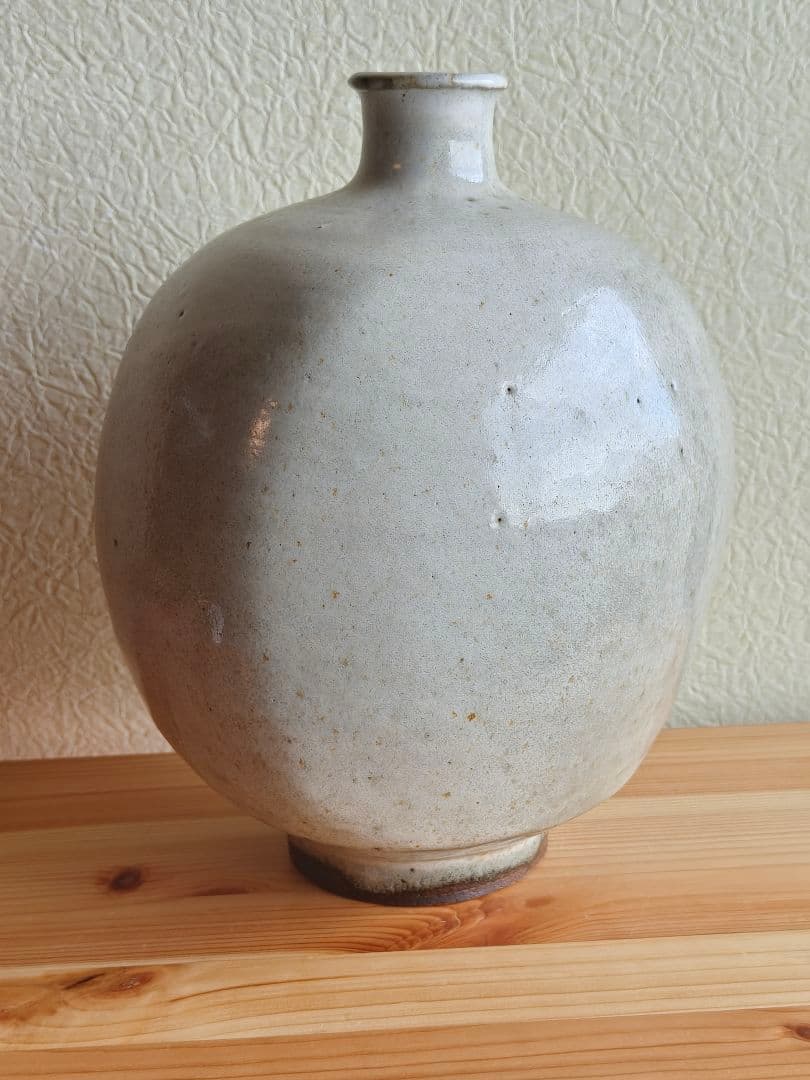 生田和孝 丹波焼 白釉扁壷 師：河合寛次郎 花瓶 花生