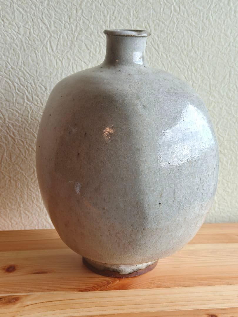 生田和孝 丹波焼 白釉扁壷 師：河合寛次郎 花瓶 花生