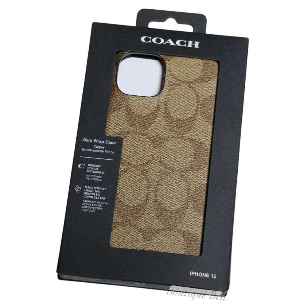 【コーチ】シグネチャーPVC iPhone15ケース カーキ