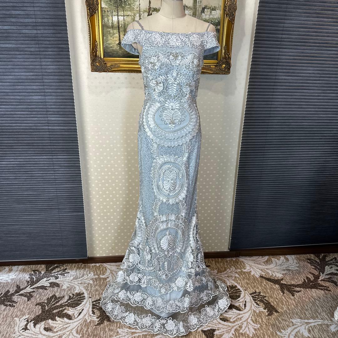 ★要プロフ確認★あなばら いづみ様 ライトブルー オフショルダー刺繍ドレス